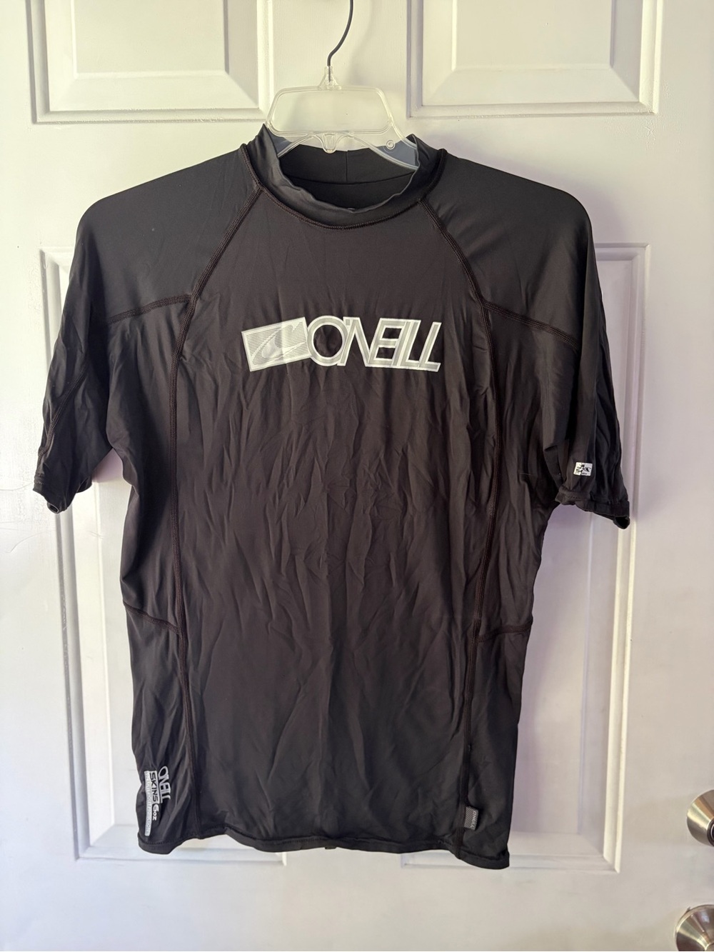 O'Neill Men's Black Short Sleeve Rash Guard White Logo XXL surf Hawaii ocean vac